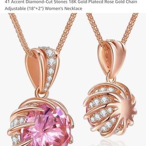 Rose Gold Women's Necklace with Pink Stone comes with cute gift box 🎁